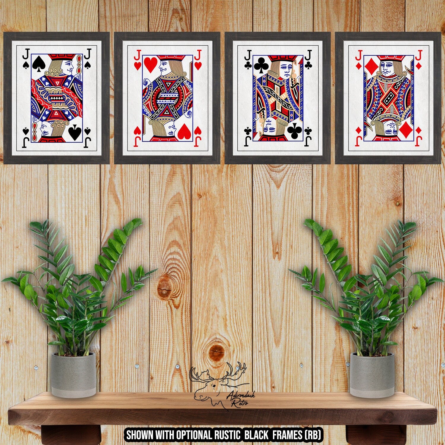Four Jacks Poker Set of Fine Art Prints at Adirondack Retro
