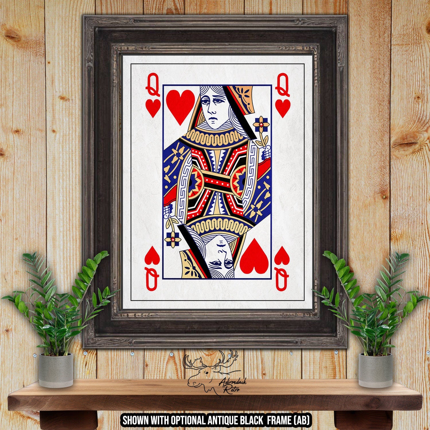 Queen of Hearts Fine Art Poker Print - Playing Card Poster at Adirondack Retro