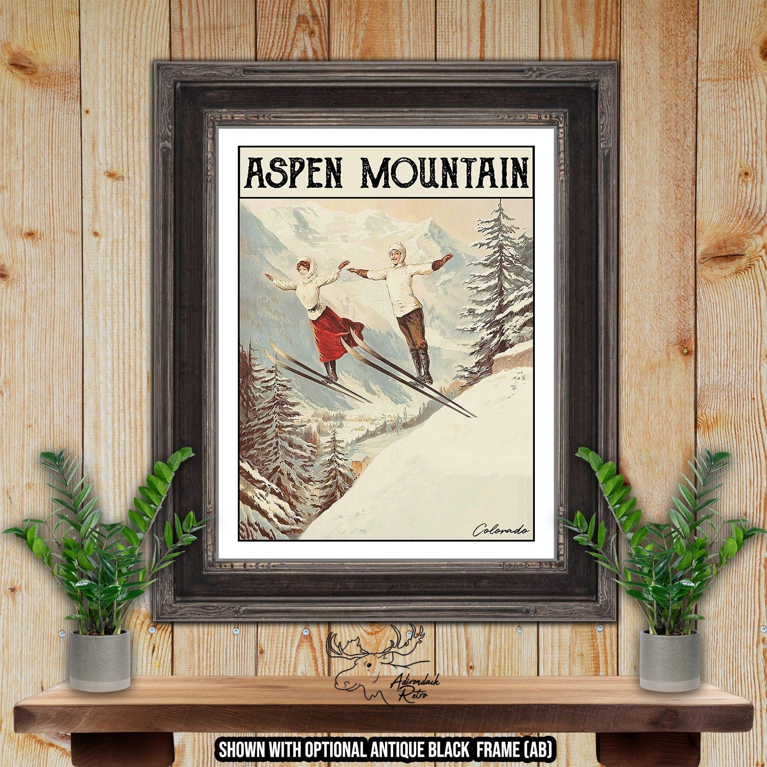 Aspen Mountain Colorado Retro Ski Resort Art Print at Adirondack Retro