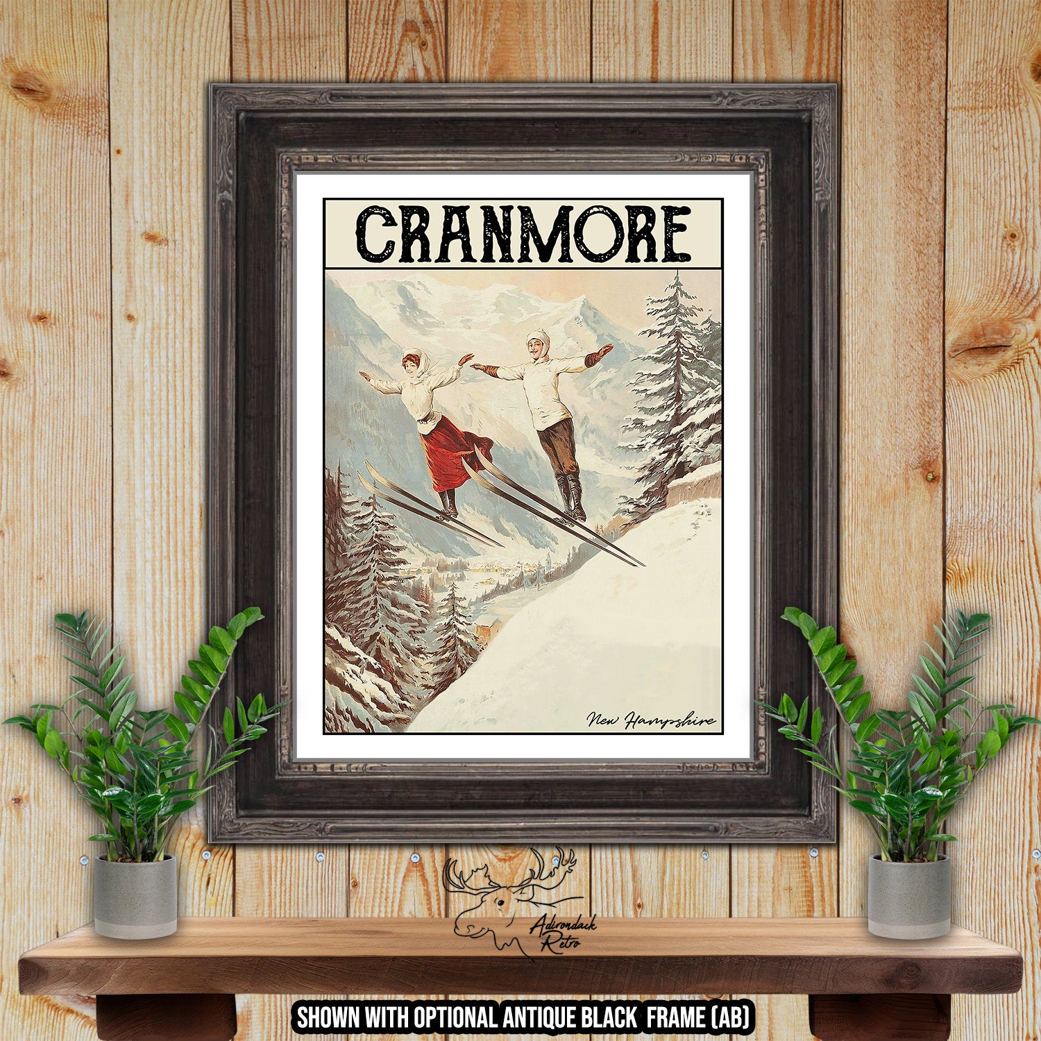 Cranmore Mountain New Hampshire Retro Ski Resort Print at Adirondack Retro