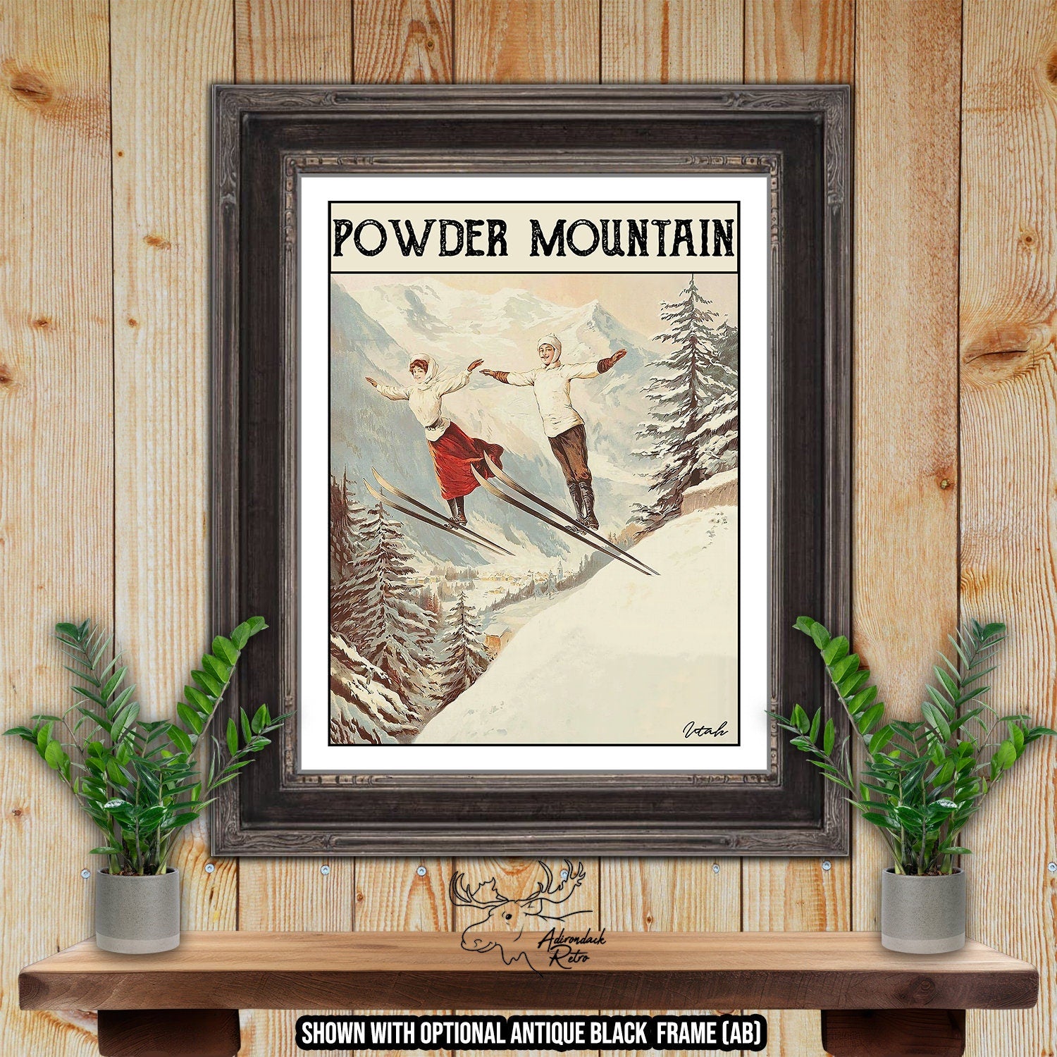 Powder Mountain Utah Retro Ski Resort Art Print at Adirondack Retro