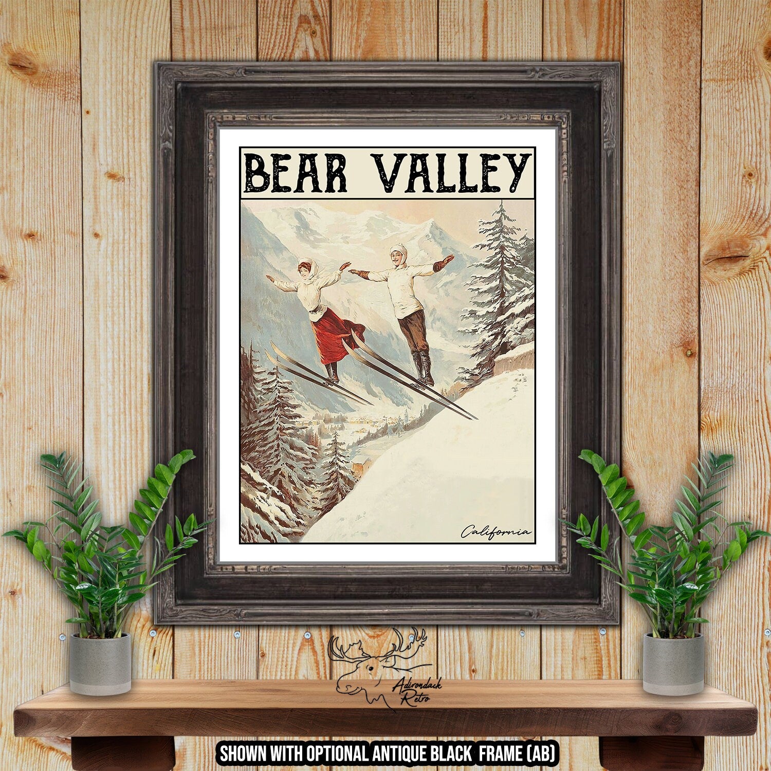 Bear Valley California Retro Ski Resort Art Print at Adirondack Retro