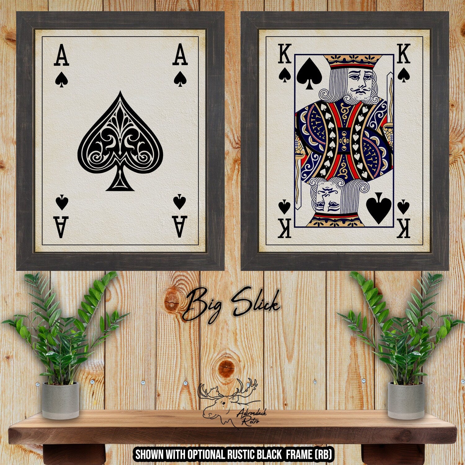 Ace and King of Spades Playing Card Fine Art Prints - Big Slick Poker Card Posters at Adirondack Retro