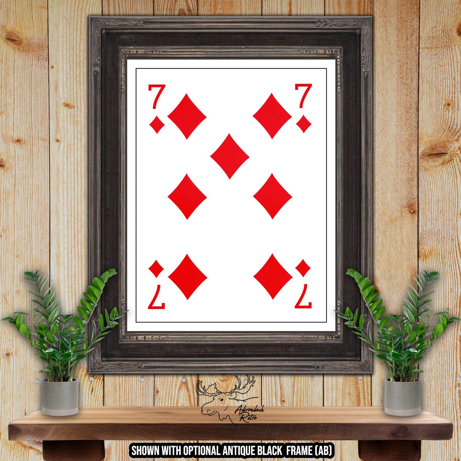 7 Of Diamonds Playing Card Art Print - Beer Card Poster at Adirondack Retro