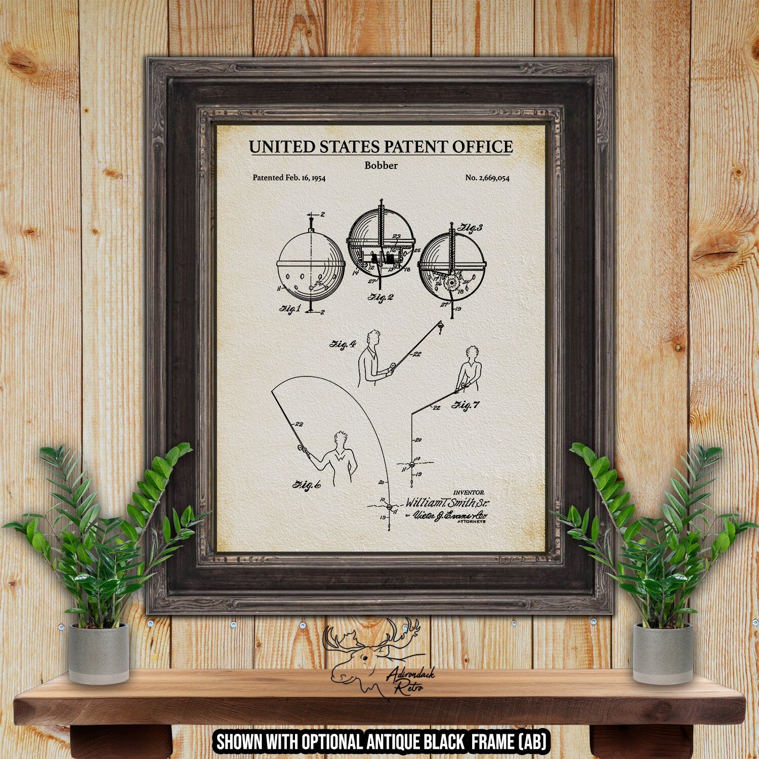 Fishing Bobber Patent Print - 1954 Fishing Invention at Adirondack Retro