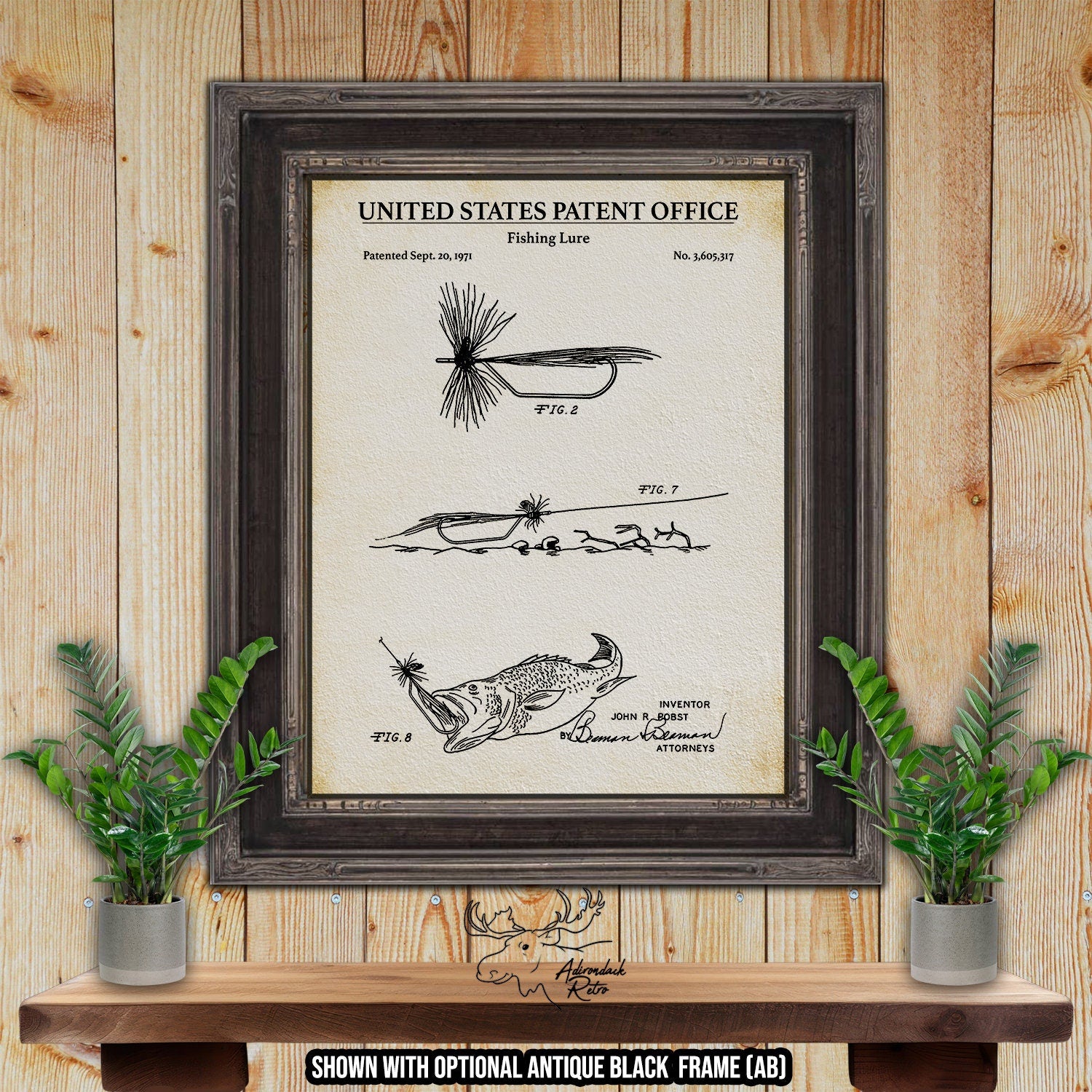Fishing Lure Patent Print - 1971 Fishing Invention at Adirondack Retro