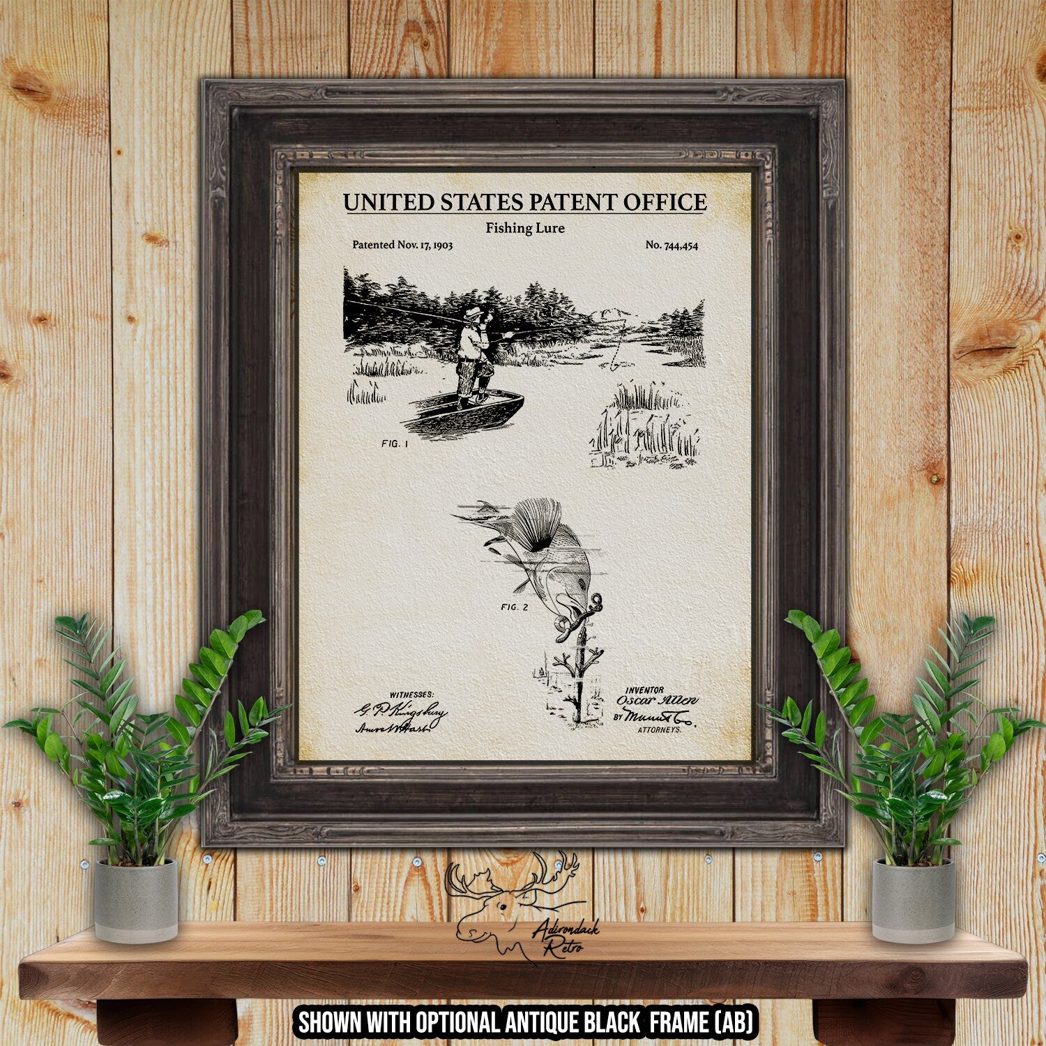 Vintage Fishing Lure Patent Print - 1903 Fishing Tackle Invention at Adirondack Retro