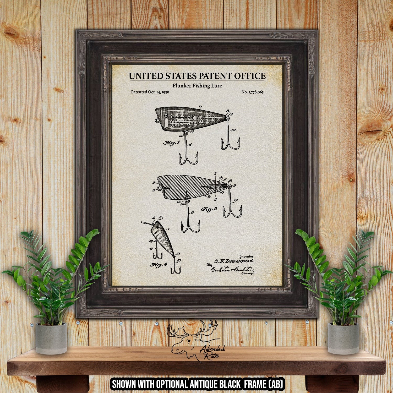 Plunker Fishing Lure Patent Print - 1930 Fishing Tackle Invention at Adirondack Retro