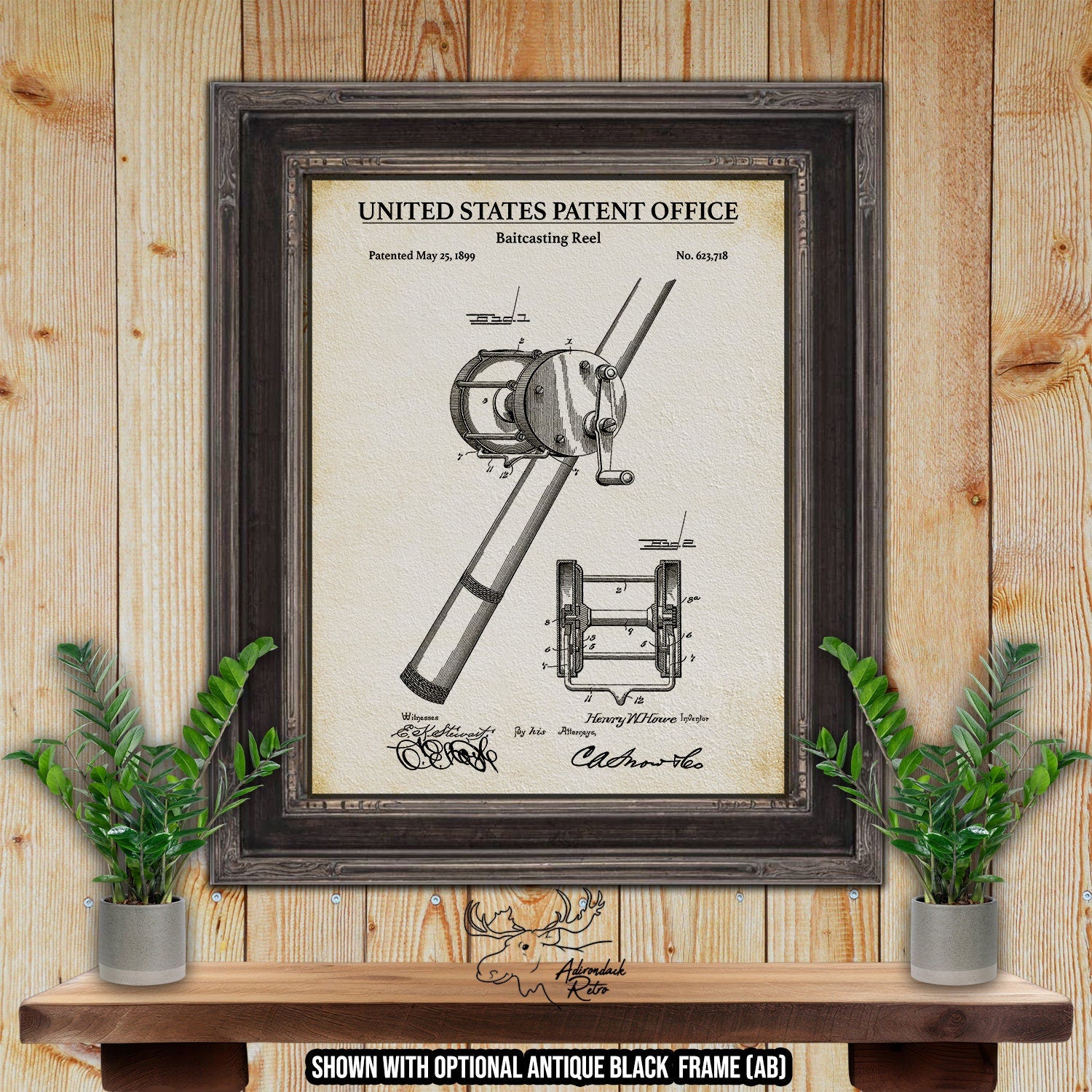 Baitcasting Reel Patent Print - 1899 Fishing Reel Invention at Adirondack Retro