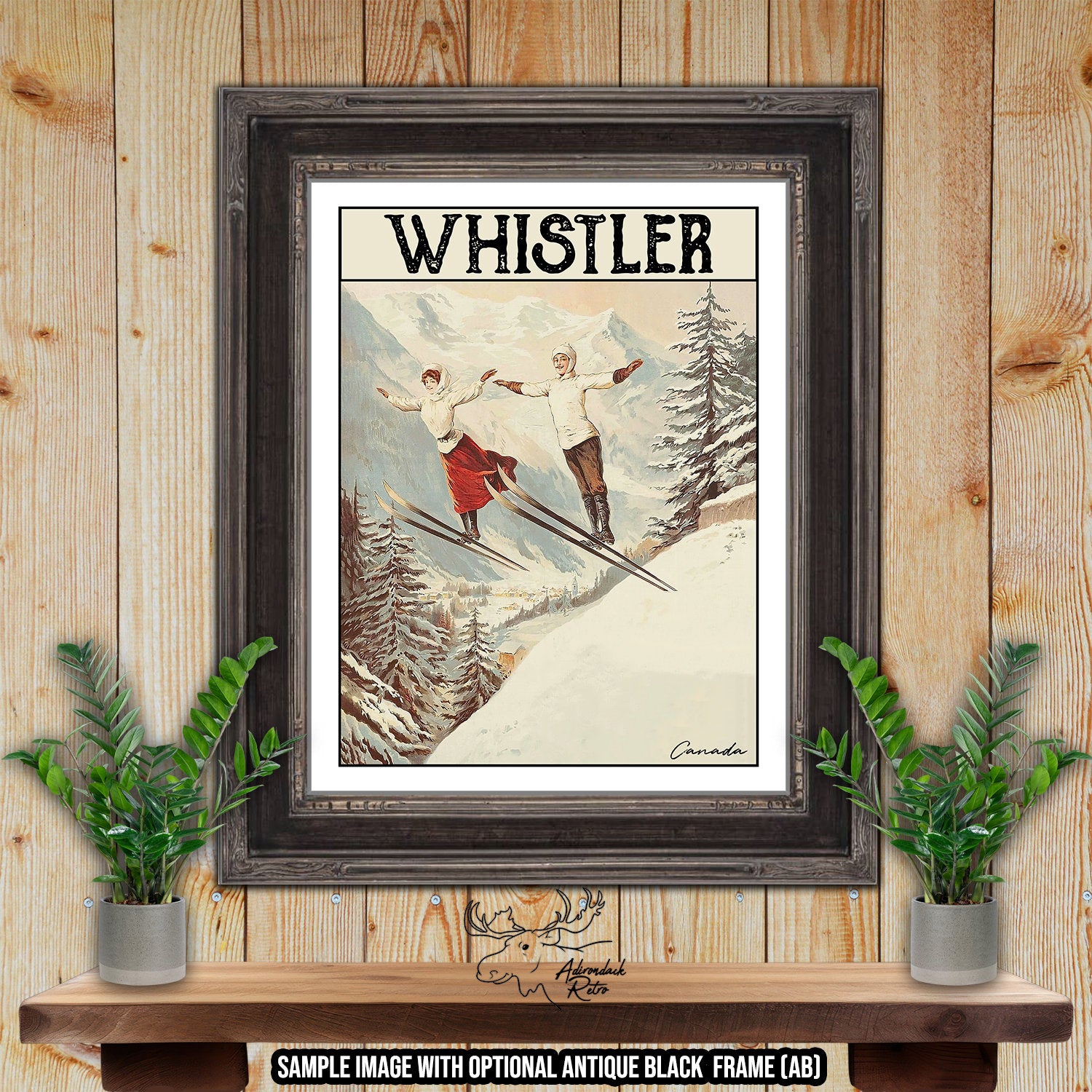 Whistler Canada Retro Ski Resort Art Print at Adirondack Retro
