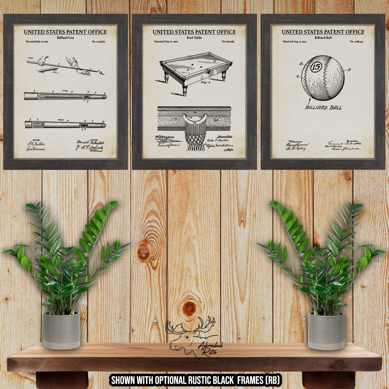 Billiards Patent Print Set of 3 - Retro Billiards Posters at Adirondack Retro