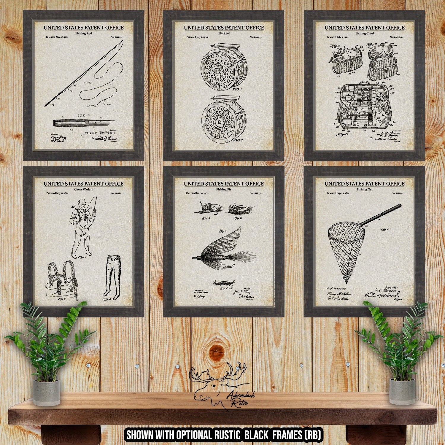 Fly Fishing Patent Print Set of 6