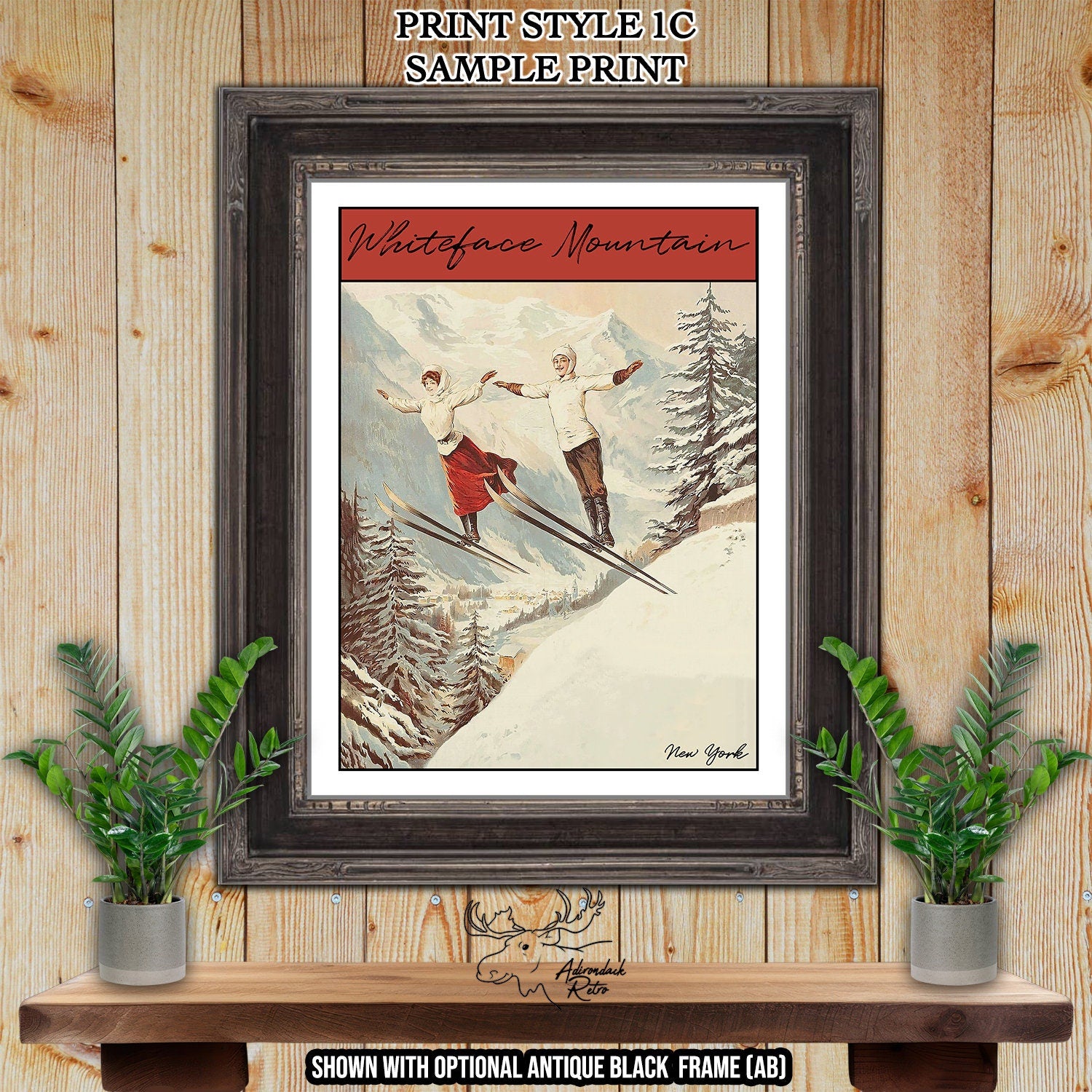 Whitefish Mountain Montana Retro Ski Resort Print