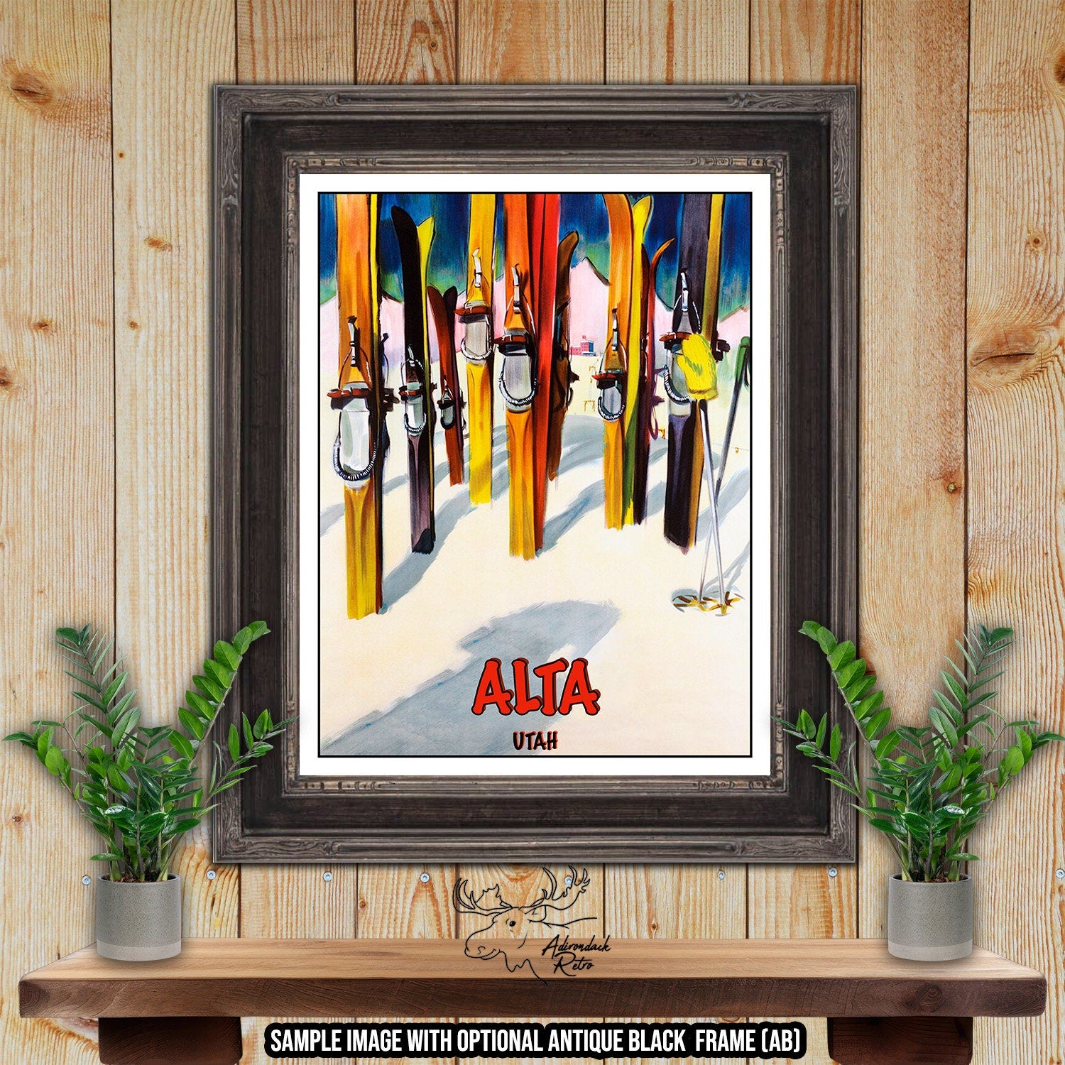 Alta Ski Resort Print - Utah Retro Ski Resort Poster at Adirondack Retro