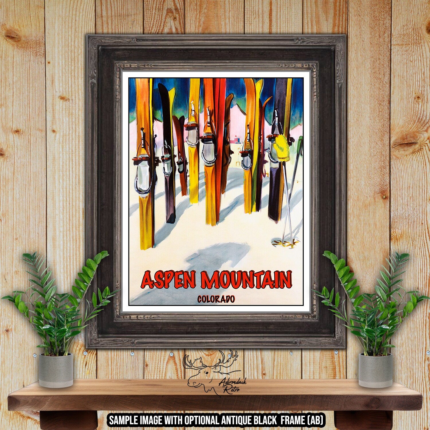 Aspen Mountain Ski Resort Print - Retro Colorado Ski Resort Poster at Adirondack Retro