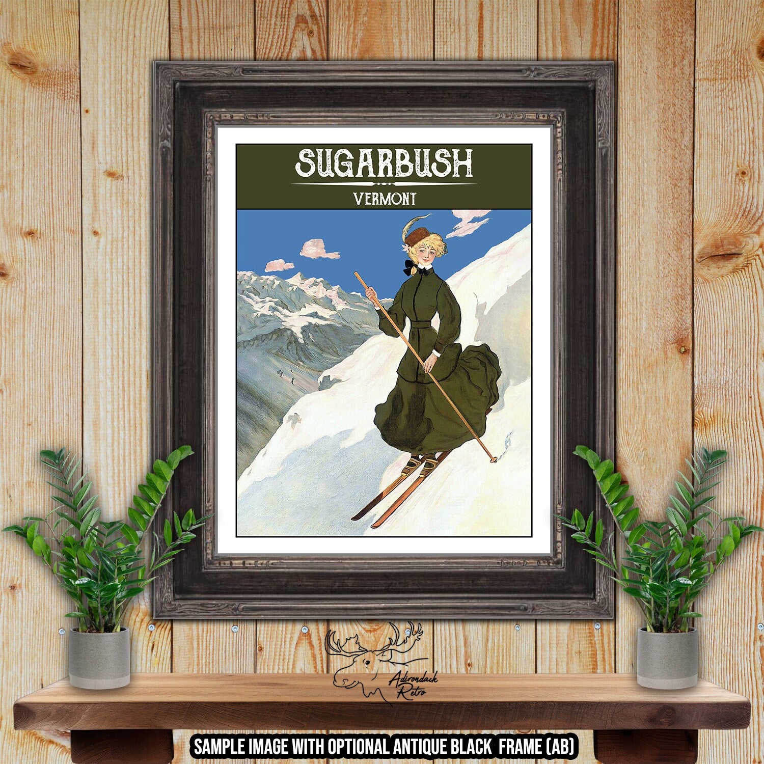 Sugarbush Mountain Vermont Retro Ski Resort Print at Adirondack Retro