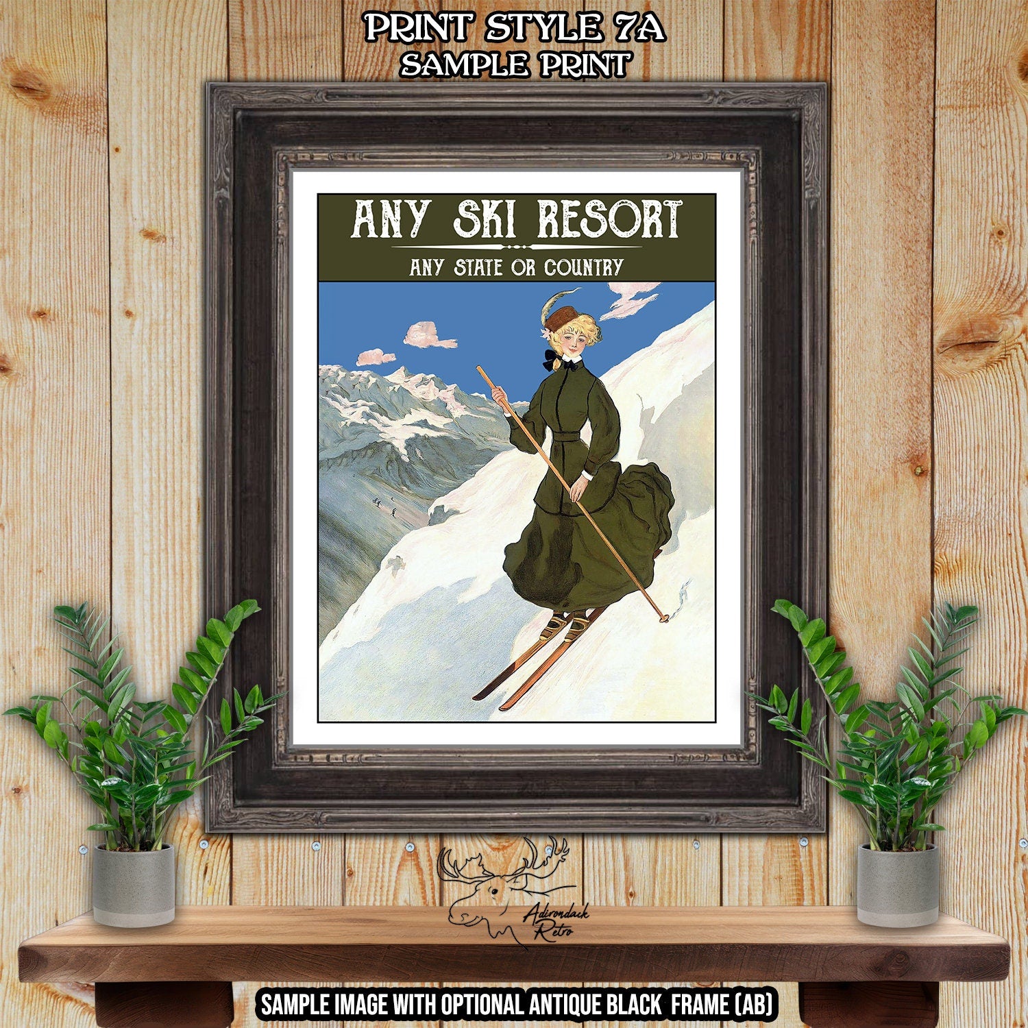 Zugspitze Germany Retro Ski Resort Print