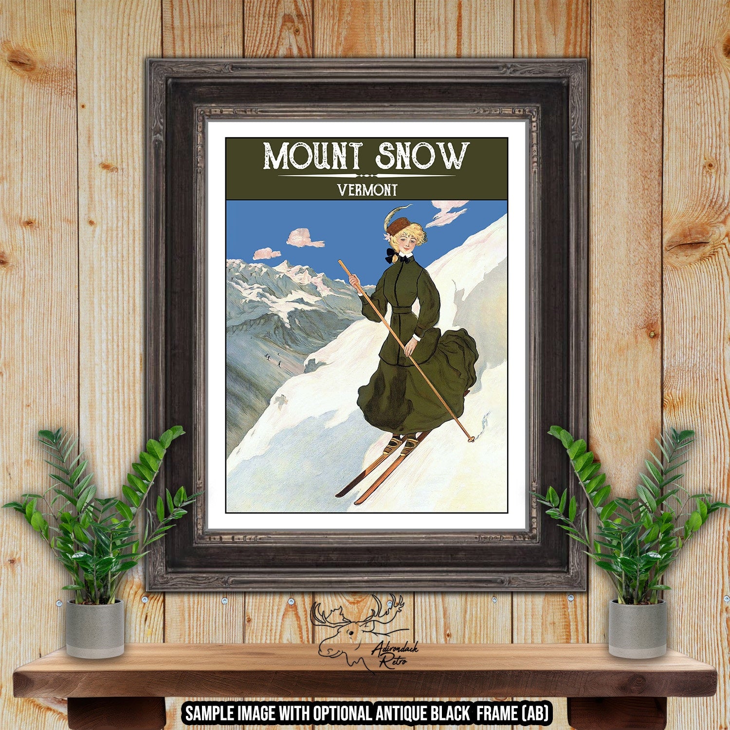 Mount Snow Vermont Retro Ski Resort Print at Adirondack Retro