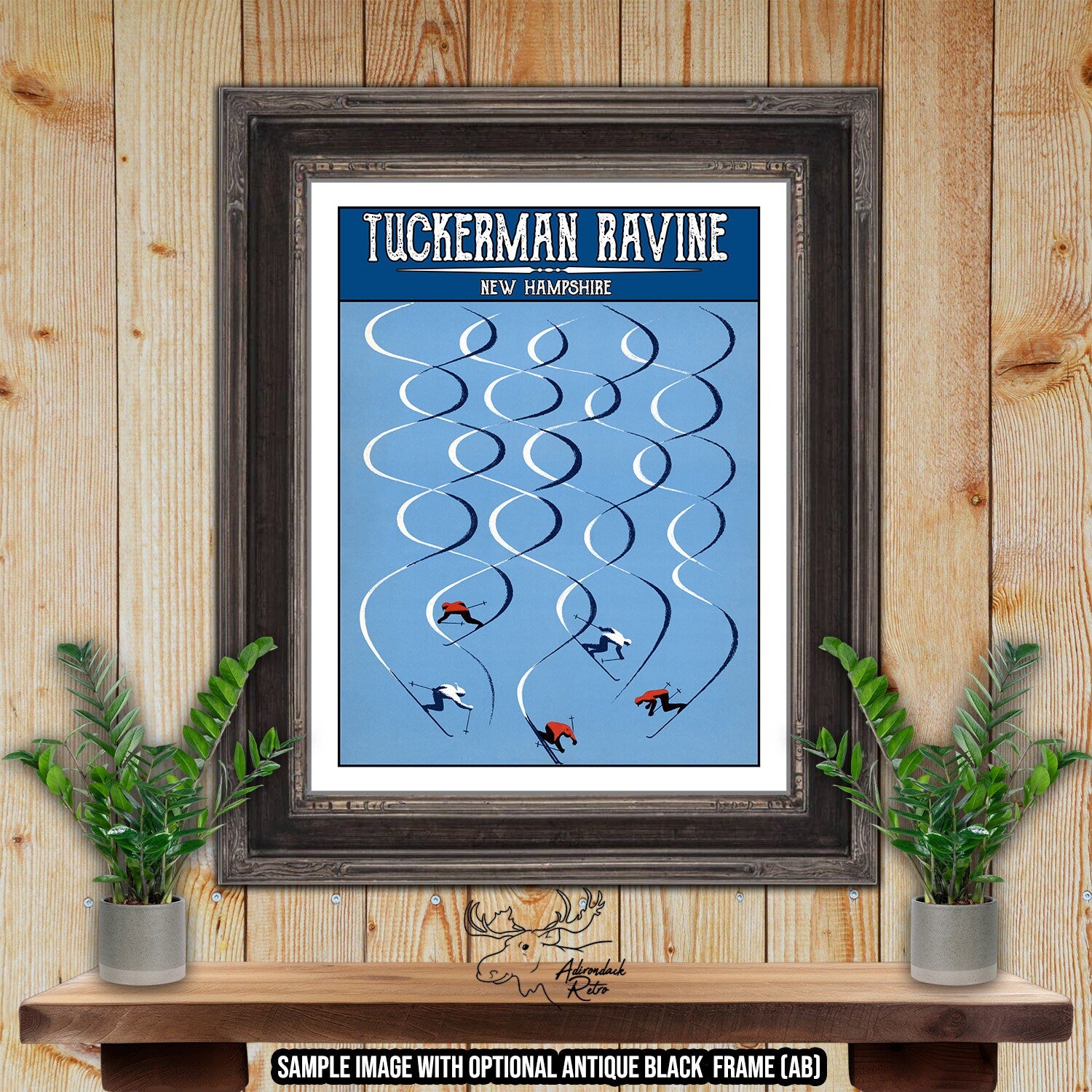 Tuckerman Ravine New Hampshire Retro Ski Resort Poster at Adirondack Retro