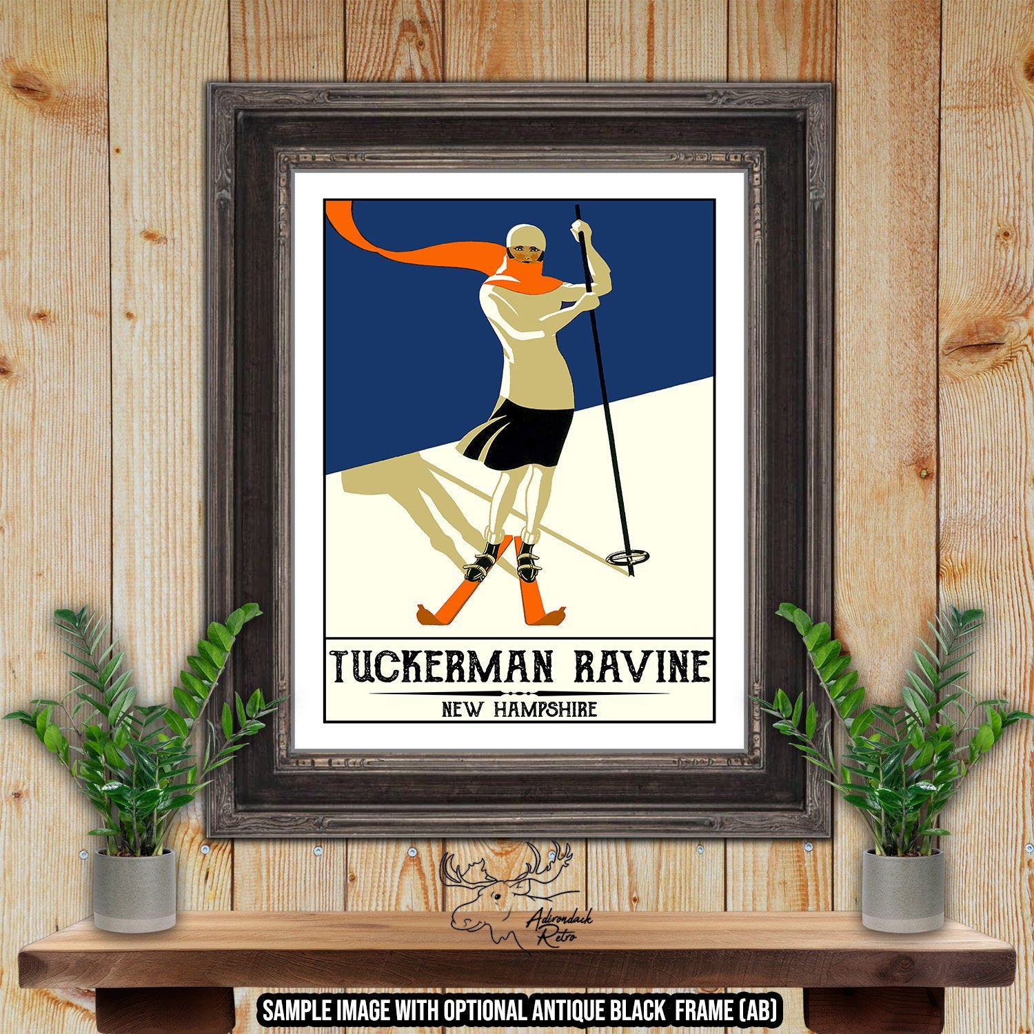 Tuckerman Ravine New Hampshire Retro Ski Resort Art Print at Adirondack Retro