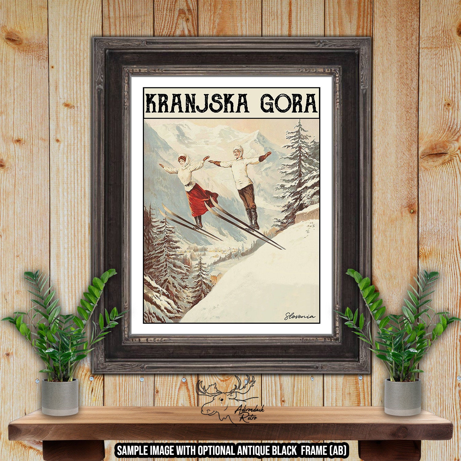 Kranjska Gora Slovenia Retro Ski Resort Art Print at Adirondack Retro