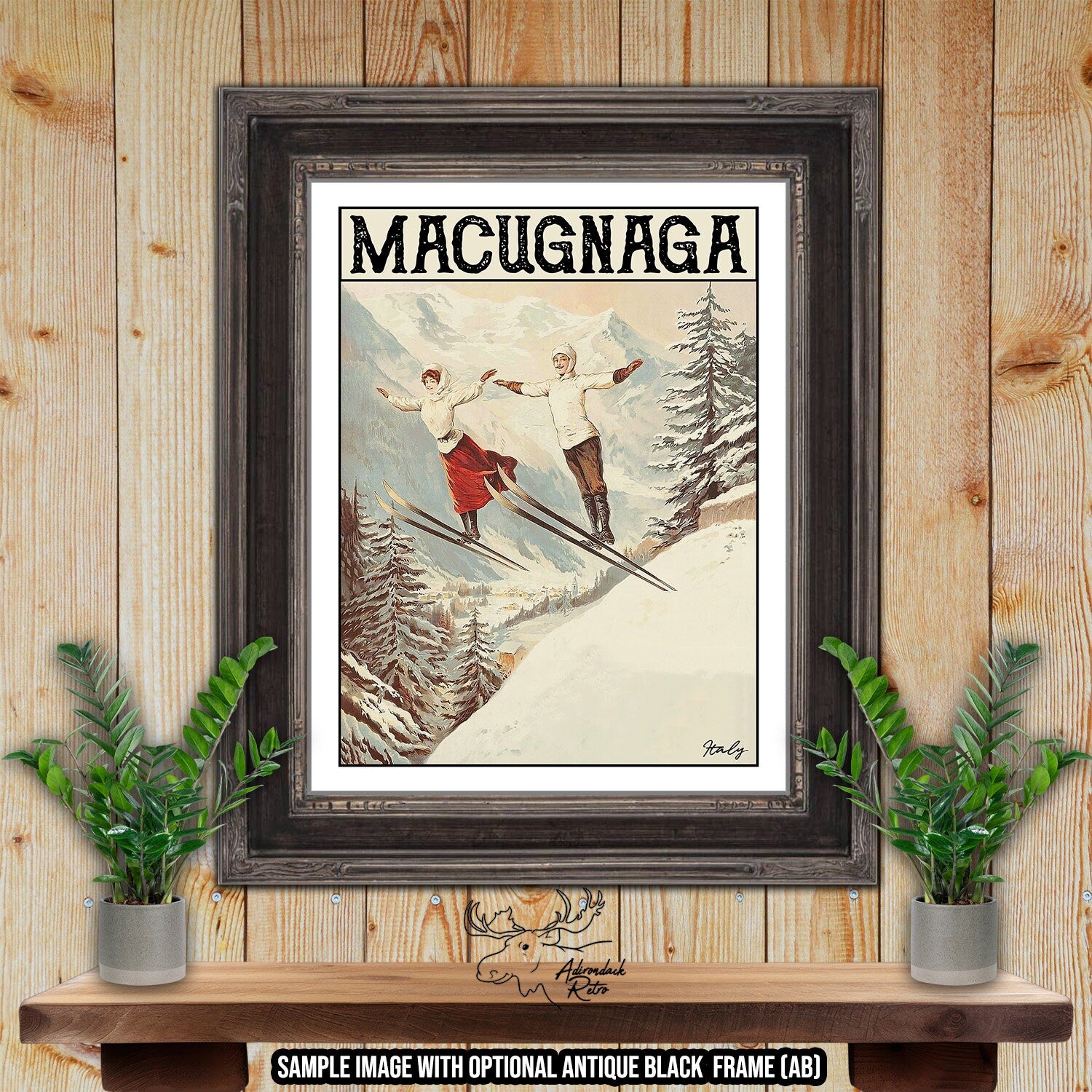 Macugnaga Italy Retro Ski Resort Art Print at Adirondack Retro