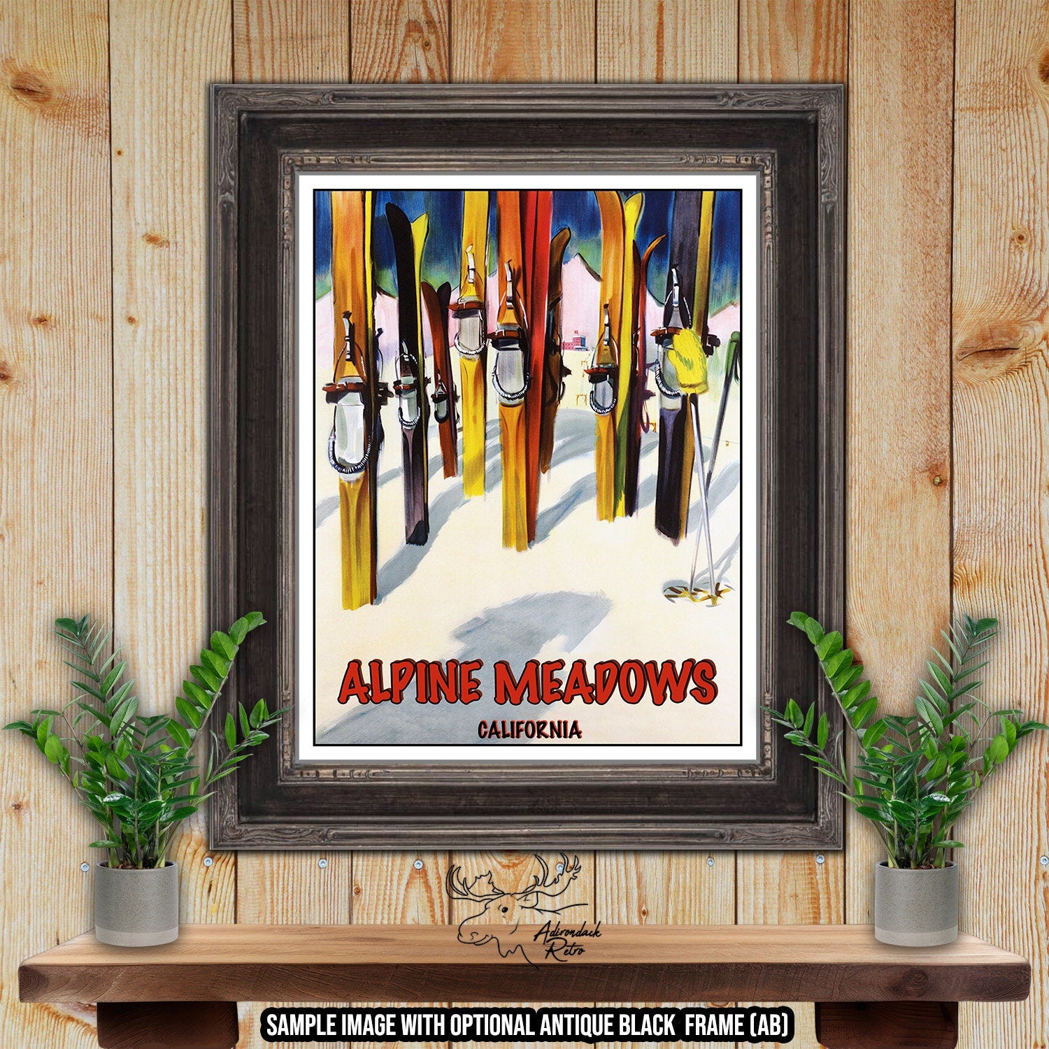 Alpine Meadows Ski Resort Print - Retro California Ski Resort Poster at Adirondack Retro