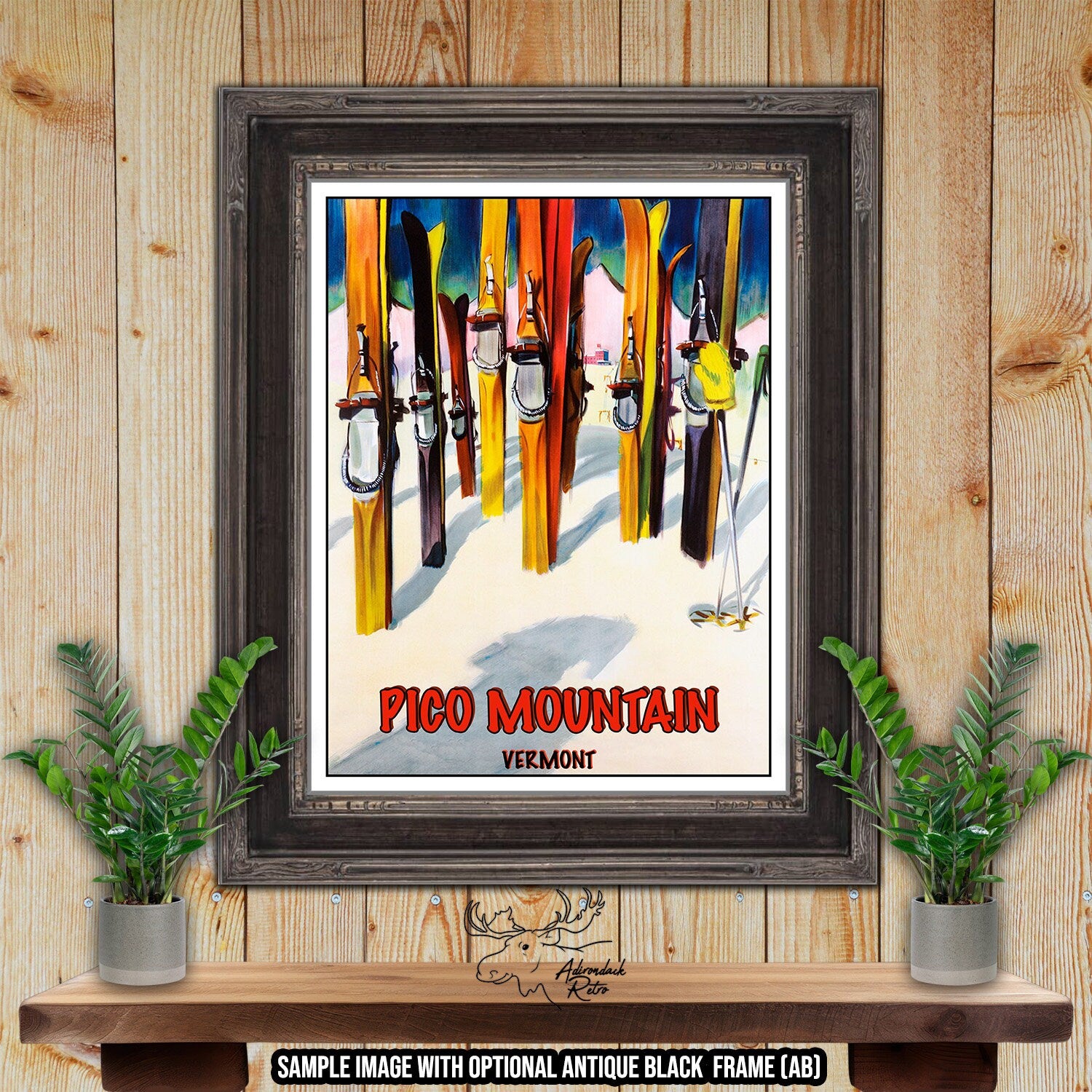 Pico Mountain Vermont Retro Ski Resort Poster at Adirondack Retro