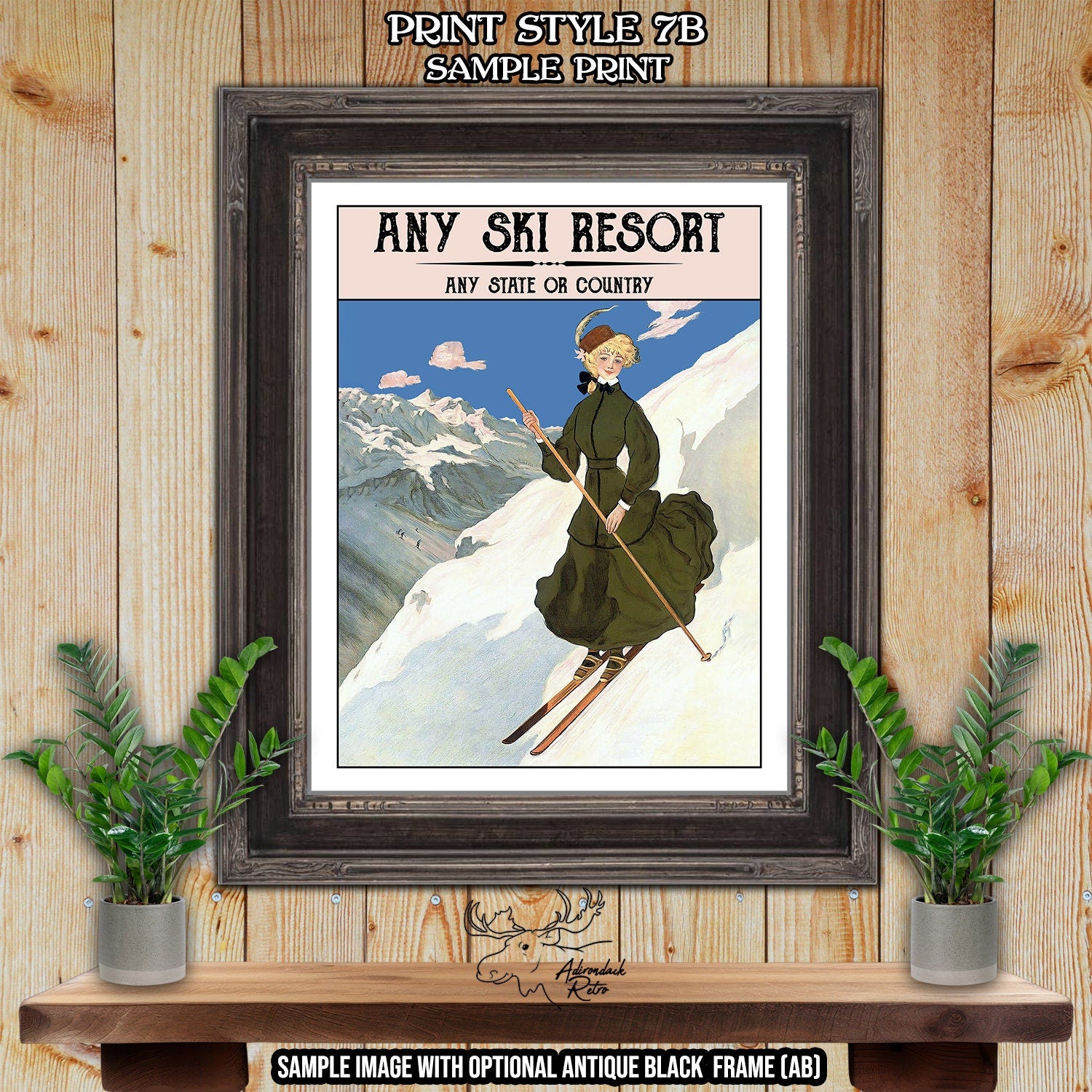 Zugspitze Germany Retro Ski Resort Print