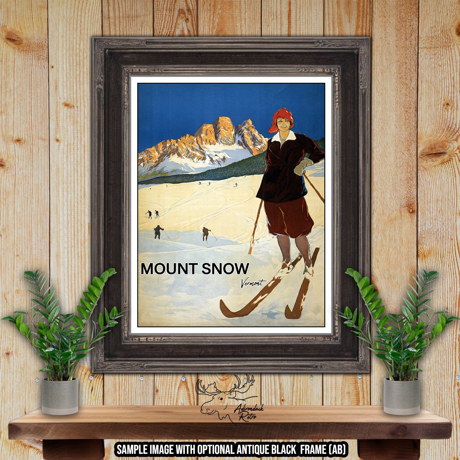 Mount Snow Vermont Retro Ski Resort Art Print at Adirondack Retro