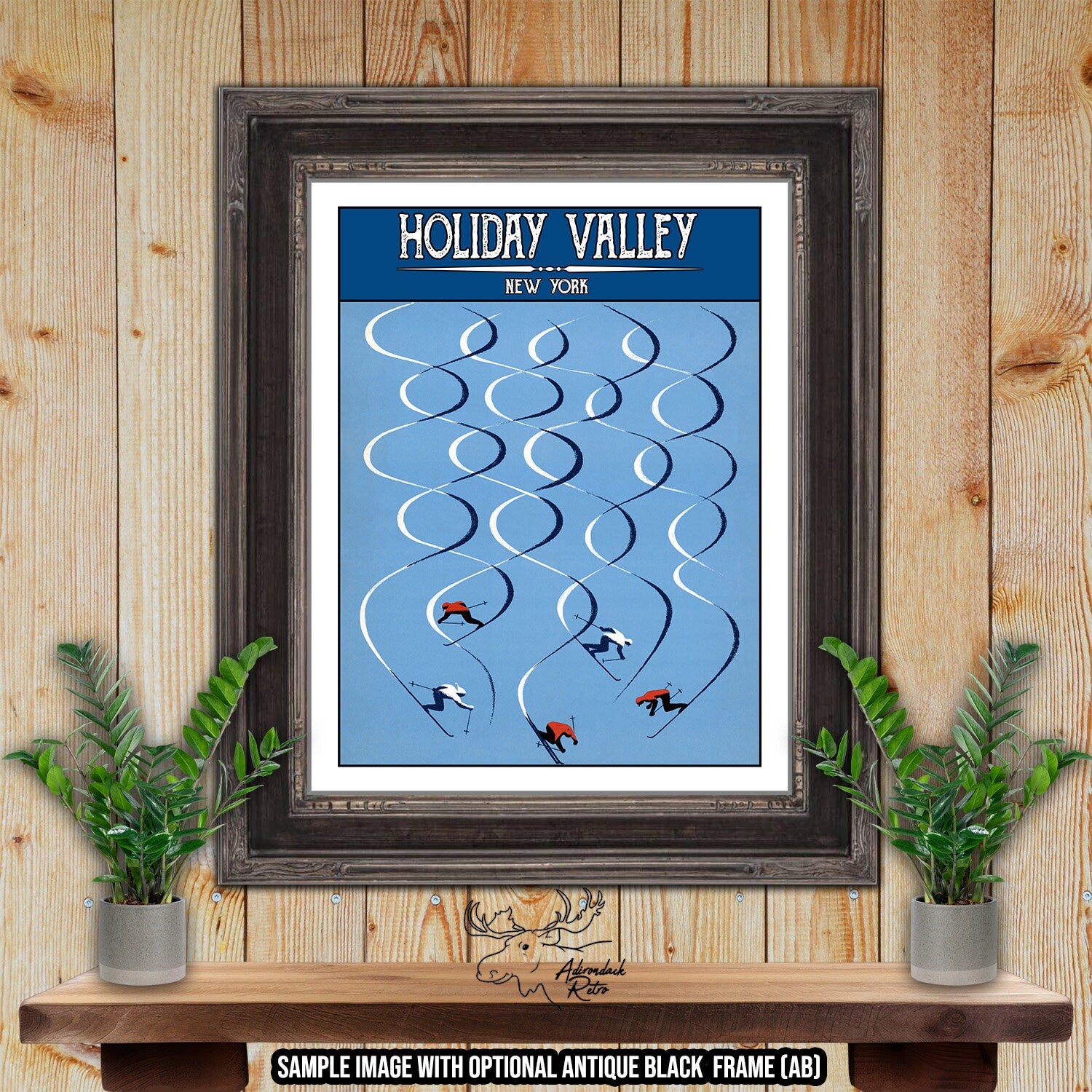 Holiday Valley New York Retro Ski Resort Poster at Adirondack Retro
