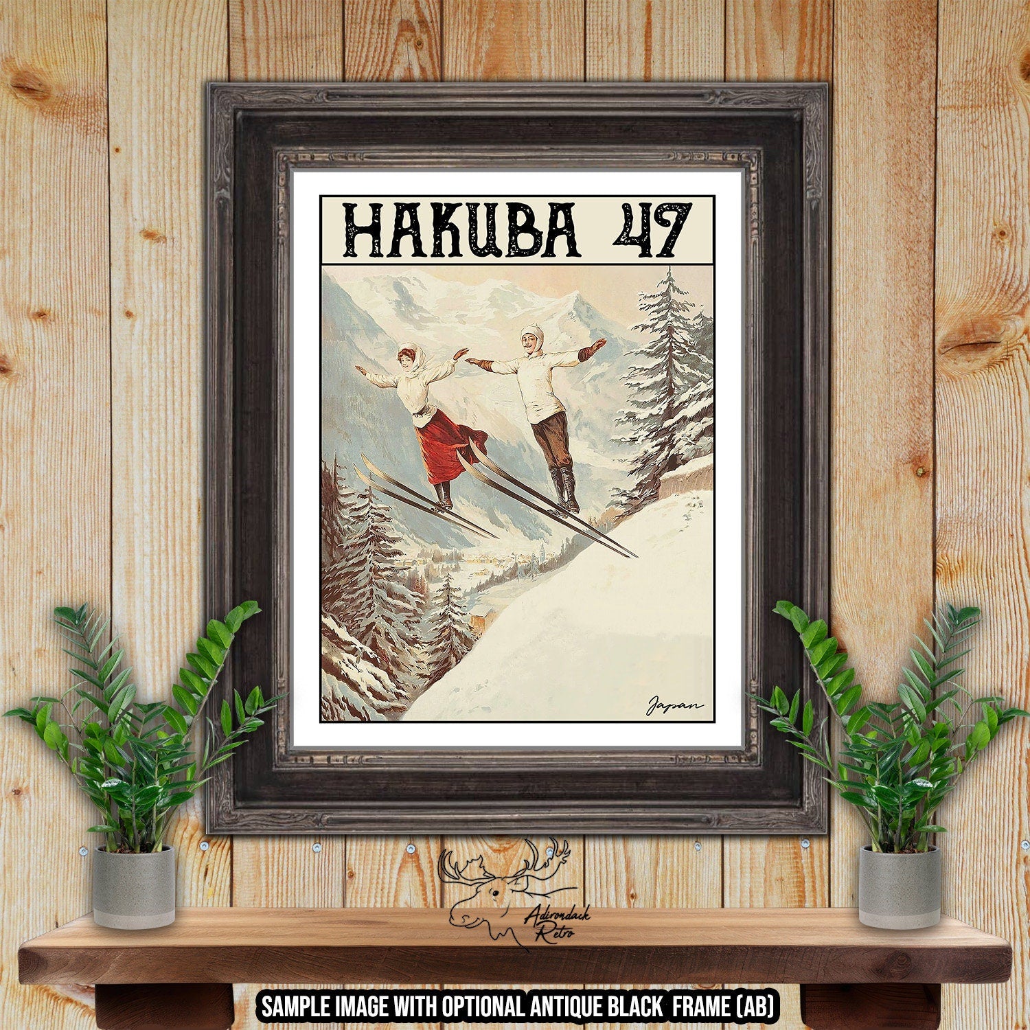 Hakuba 47 Japan Retro Ski Resort Art Print at Adirondack Retro