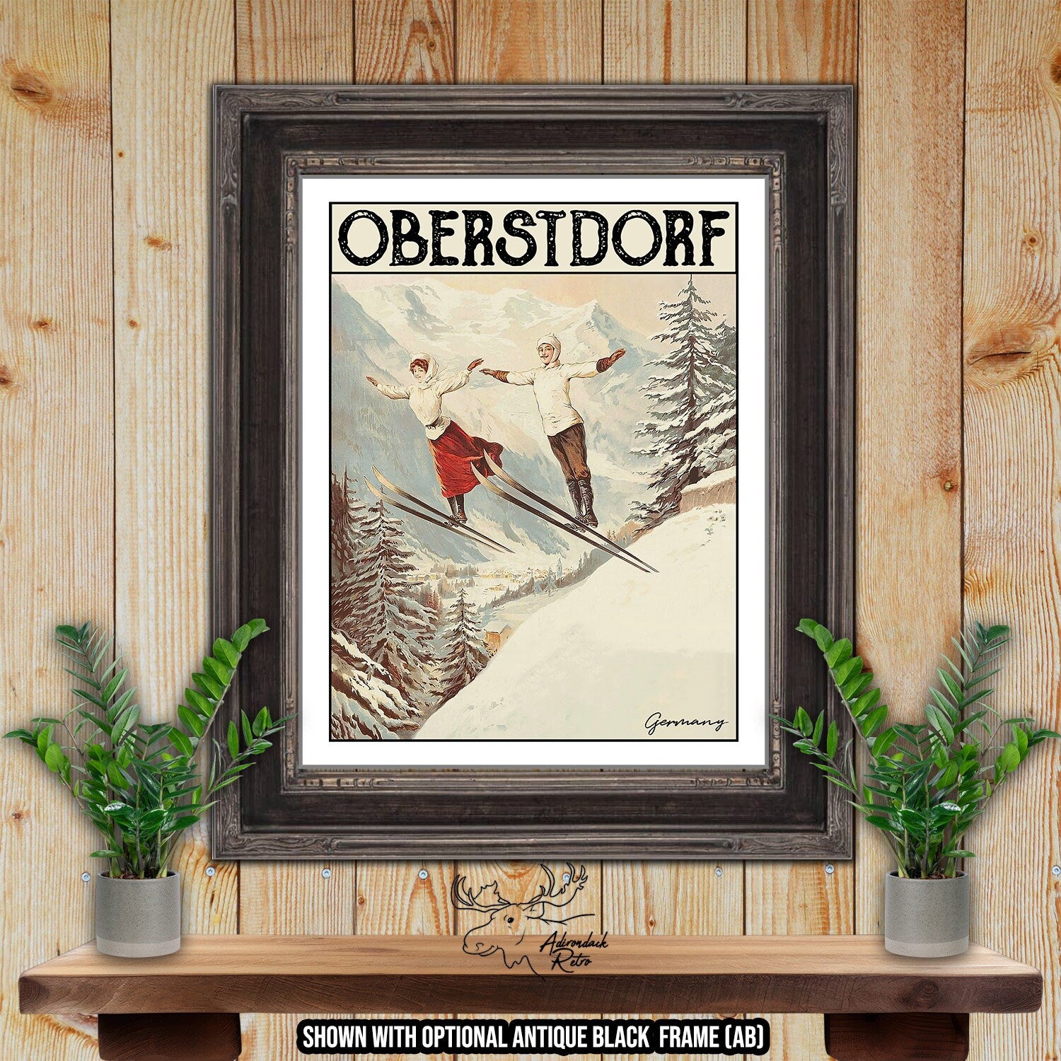 Oberstdorf Germany Retro Ski Resort Print at Adirondack Retro