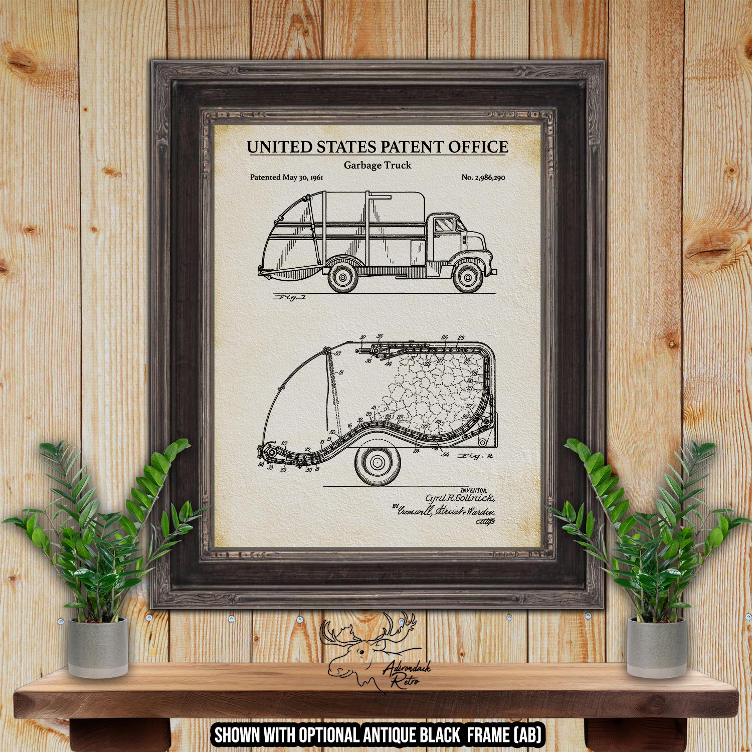 Garbage Truck Patent Print - 1961 Refuse Vehicle Invention at Adirondack Retro