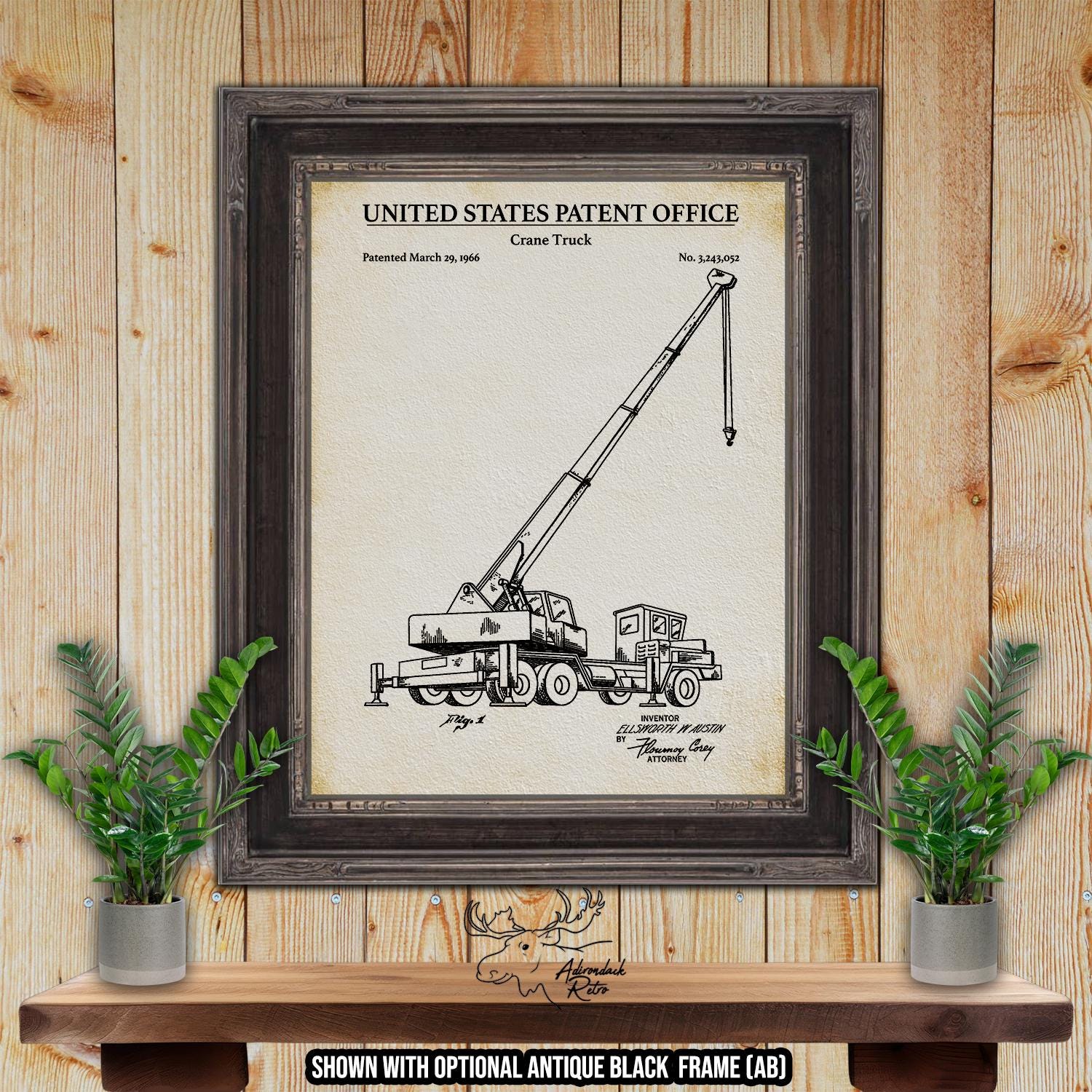 Crane Truck Patent Print - 1966 Machinery Invention at Adirondack Retro