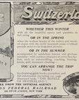 1911 Swiss Federal Railroad Print Ad Switzerland NY Railway Skiing Vignettes
