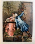 1886 "Parting Kiss" Chromolithograph Print | Magazine Illustration