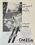 1938 Omega Watch Ad - Chantilly St. Christophe Models Skiing - Vintage Print Ad