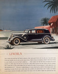 1935 Lincoln Five Passenger Two Window Sedan Cruise Ship Palm V12 Trees Print Ad