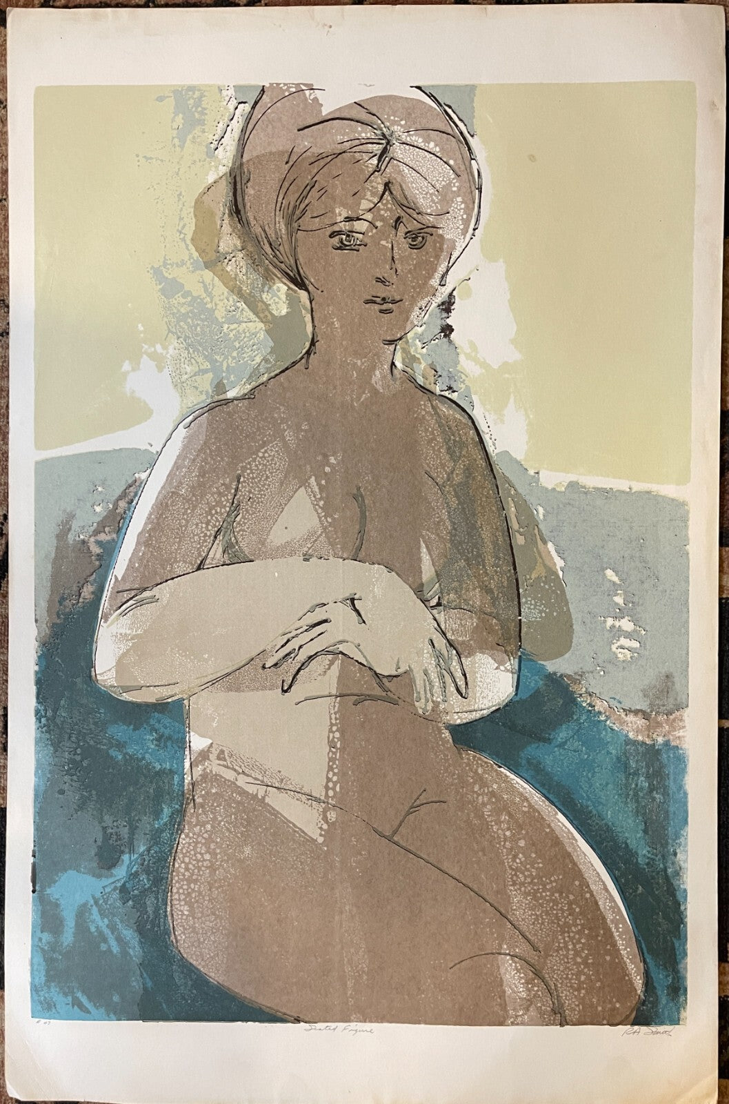 SEATED FIGURE Robert Alan Smith ORIGINAL Artist Signed Serigraph c 1960 Ltd. Ed.