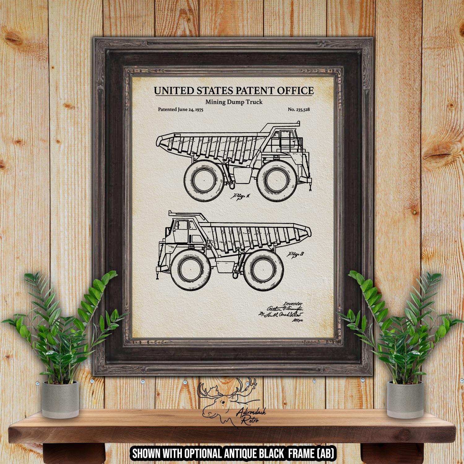 Mining Dump Truck Patent Print - 1975 Mining Invention at Adirondack Retro