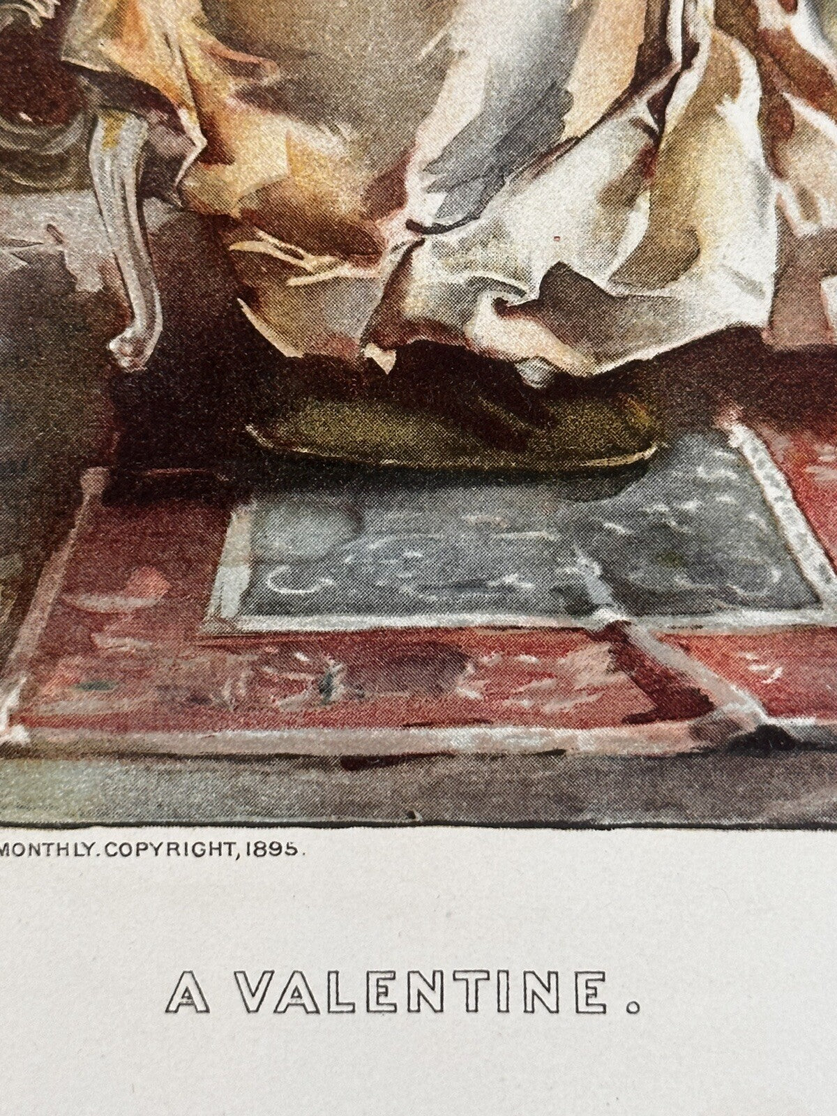 1896 W.B. Davis “A Valentine” Chromolithograph Print | Magazine Illustration