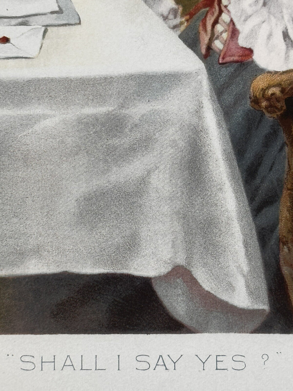1893 &quot;Shall I Say Yes?&quot; Chromolithograph Print | Magazine Illustration