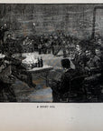1892 A Night Off Antique Magazine Wood Engraving