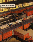 1943 Pennsylvania Railroad Illustrated Print Ad, WW2 Era, War Bonds & Stamps