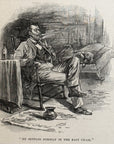 1893 He Settles Himself In The Easy Chair  Antique Magazine Wood Engraving