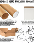 packaging information for Adirondack Retro Packaging, including shipping options for antique prints and ads, flat mailers, and a shipping box for printed or framed prints and ads.