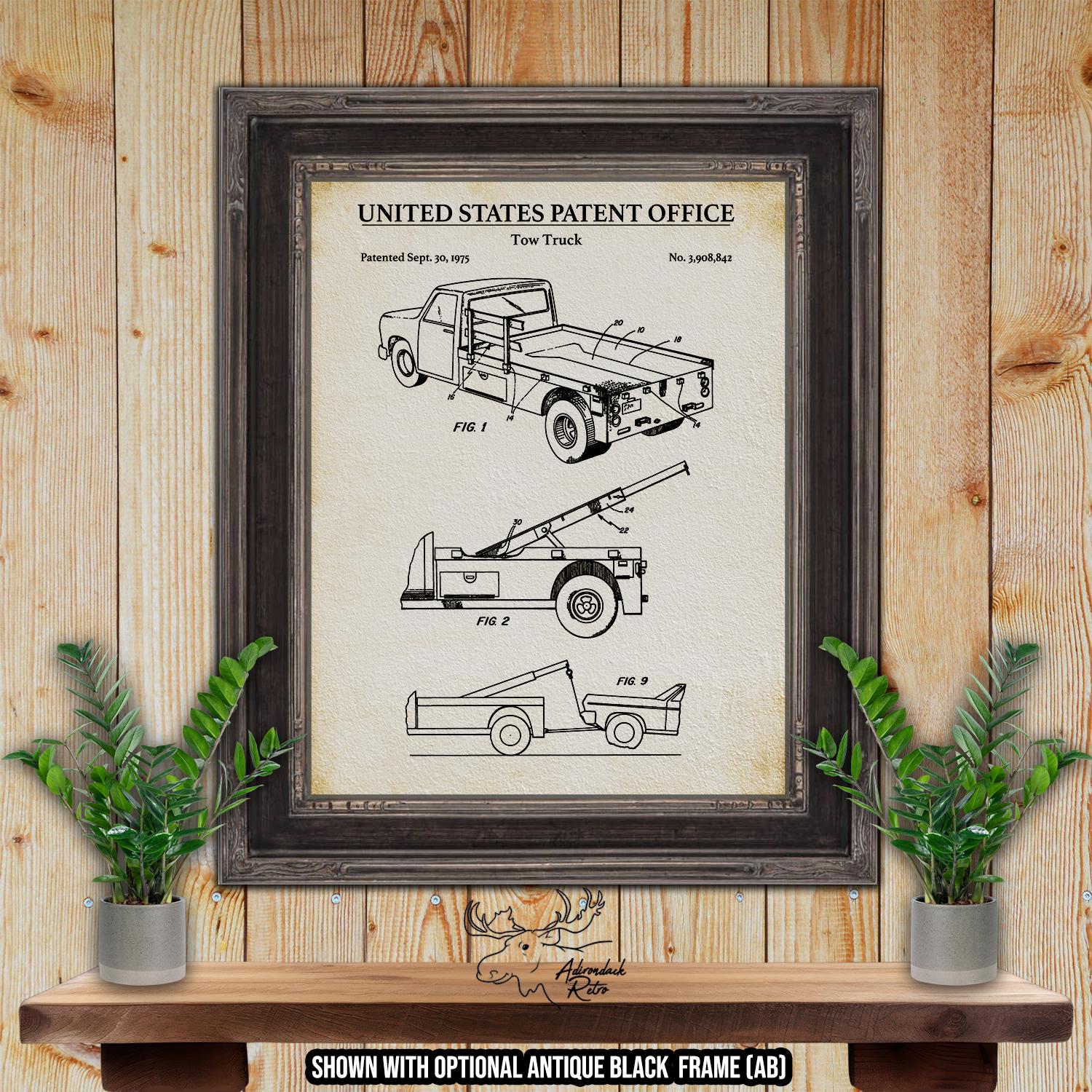 Tow Truck Patent Print - 1975 Wrecker Poster - Retro Tow Truck Invention at Adirondack Retro