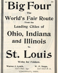 1903 Big Four Railroad Print Ad CCC&StL World's Fair Route St. Louis IL Ohio