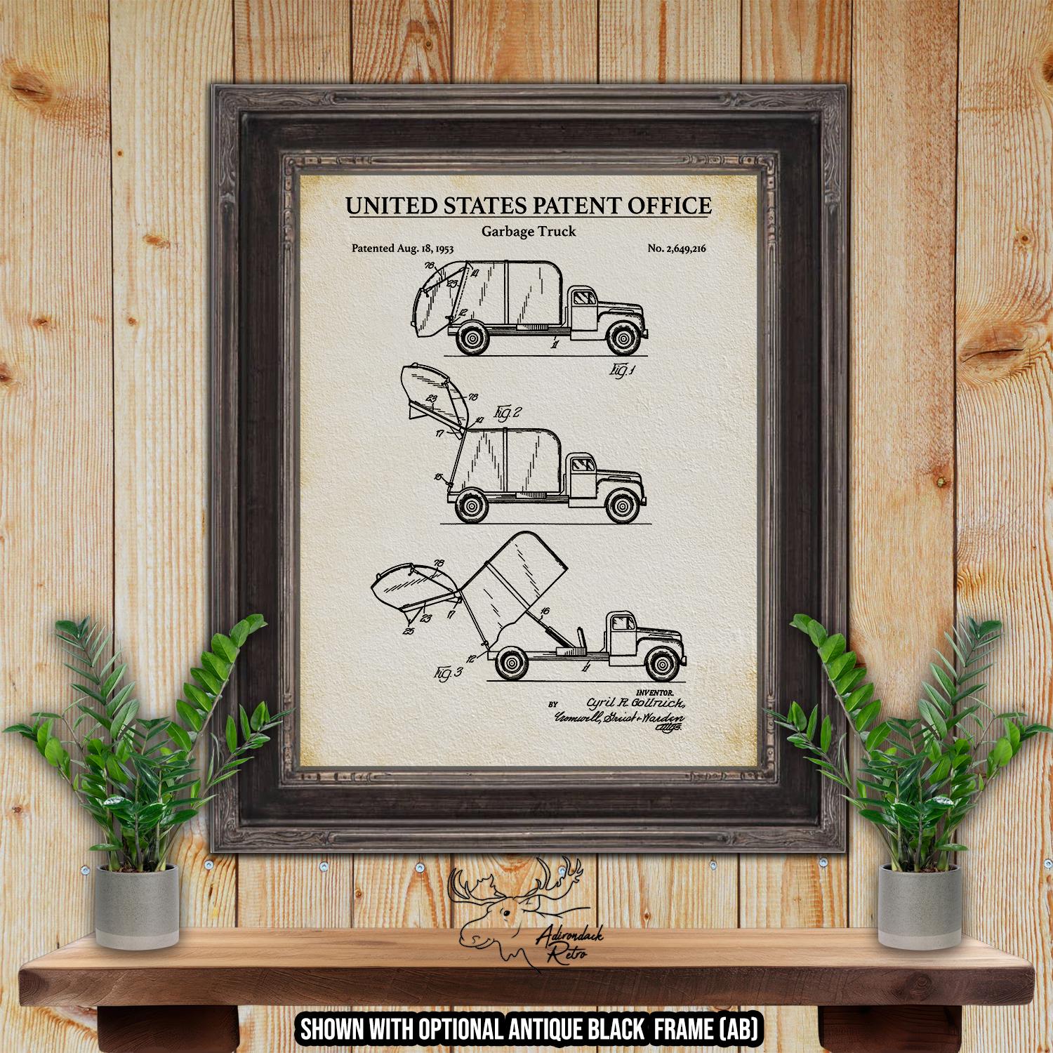 Garbage Truck Patent Print - 1953 Refuse Vehicle Invention at Adirondack Retro